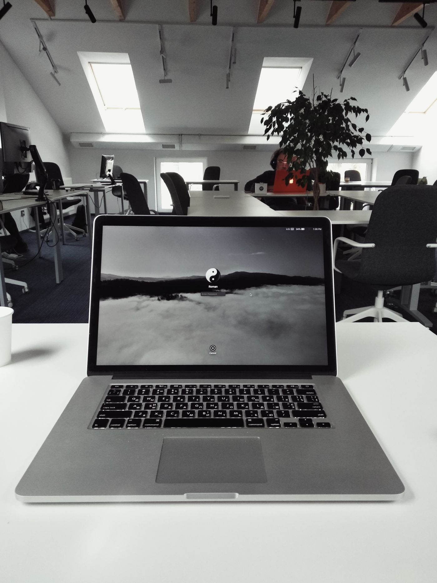 Laptop on a desk in a contemporary office